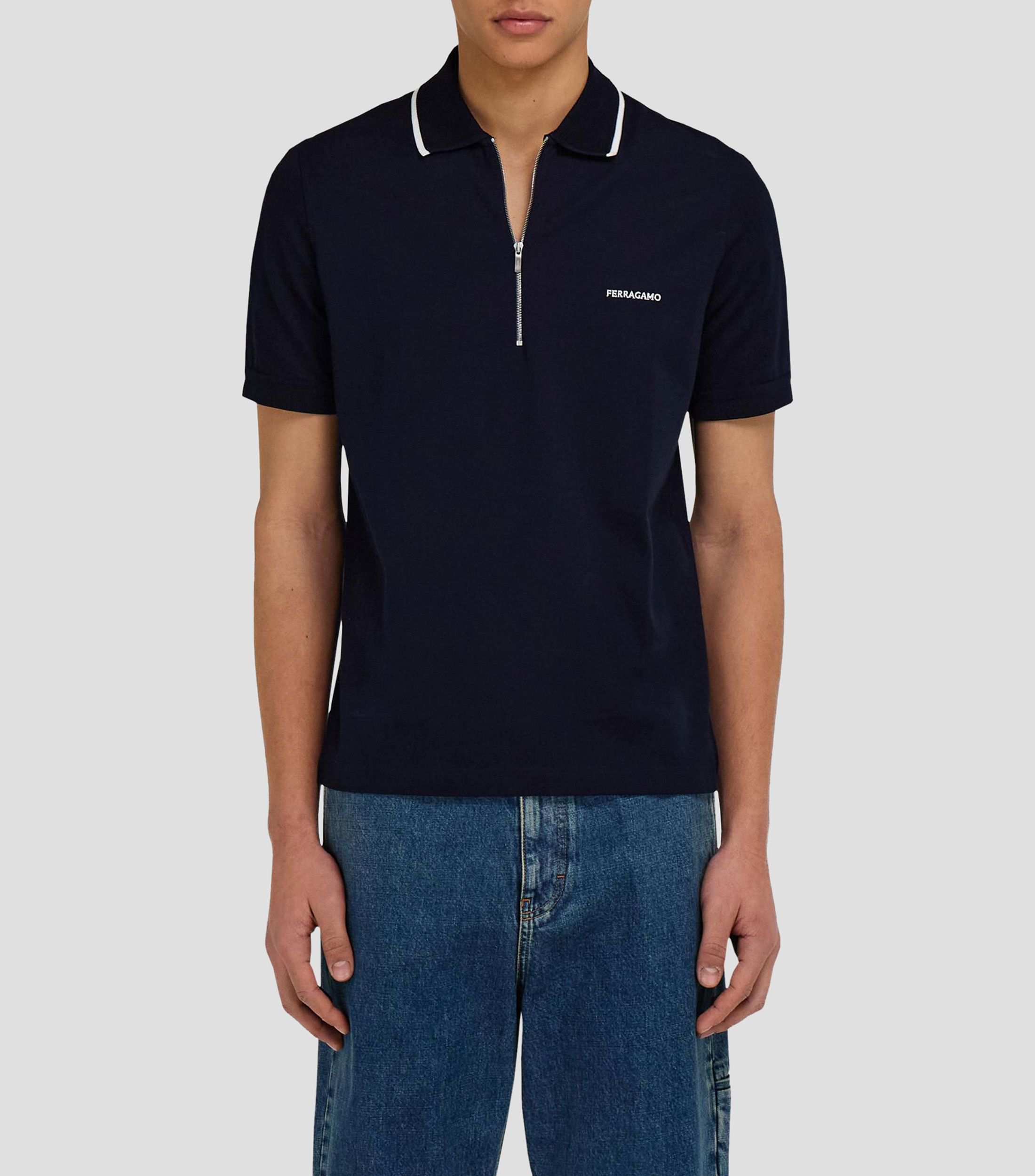 Polo manga corta sólida Hombre
